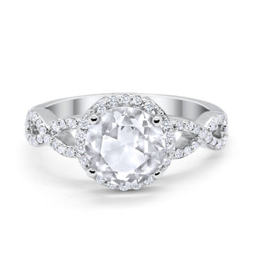 Halo Infinity Wedding Ring Simulated Cubic Zirconia Solid 925 Sterling Silver